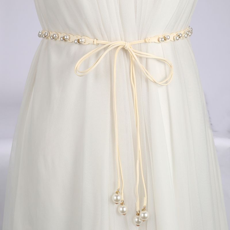 Faux Pearl Rope Belt Women's Tie up Style Skirt Waist Chain