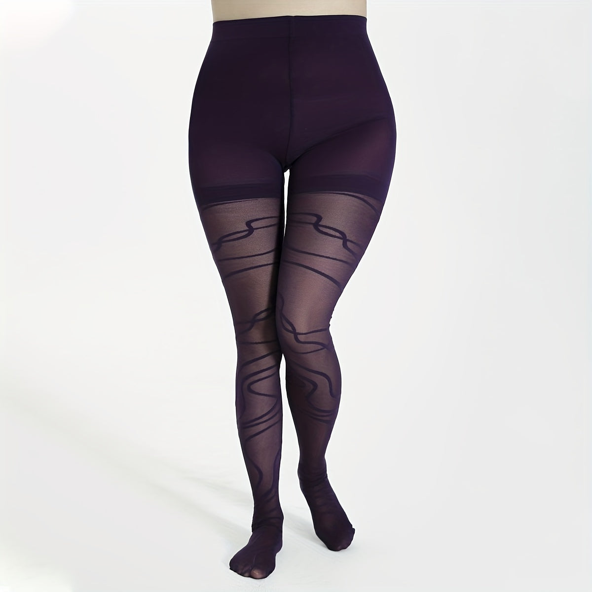 Women's Plus Jacquard 40 Denier High Rise Pantyhose