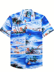 Tropical Island Casual Hawaiian Shirt - Men's Summer Vacation Resort Tops