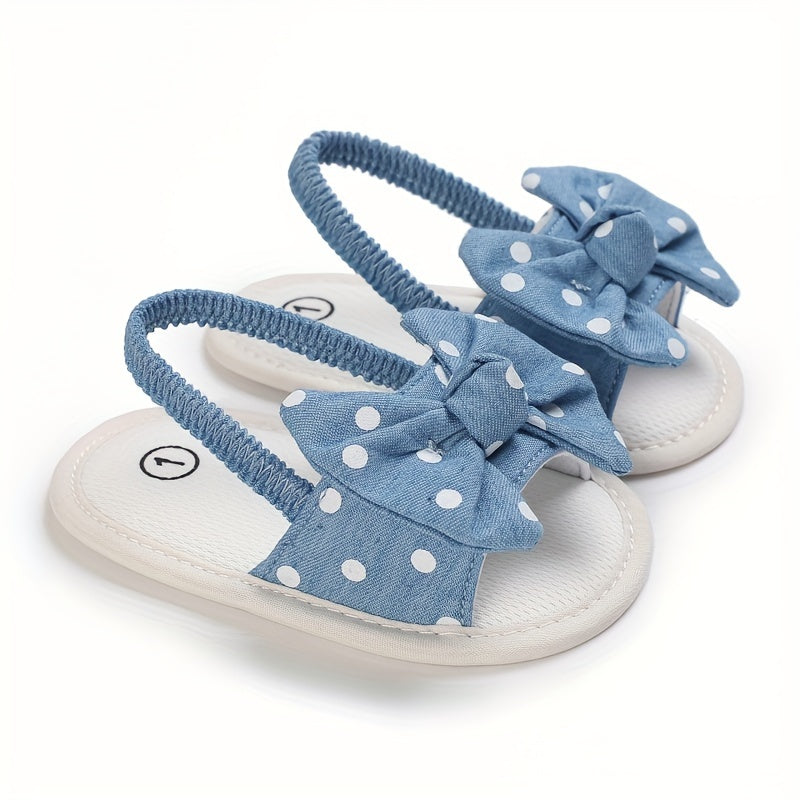 Baby Girls Bowknot Open Toe Sandals, Lightweight Breathable Summer Shoes