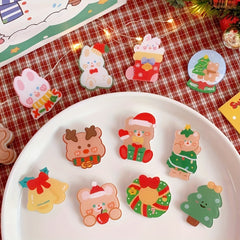11pcs Christmas Rabbit Bear Brooch For Girls