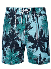 Men's Hawaiian Board Shorts Quick Dry Palm Tree Graphic Summer Beach