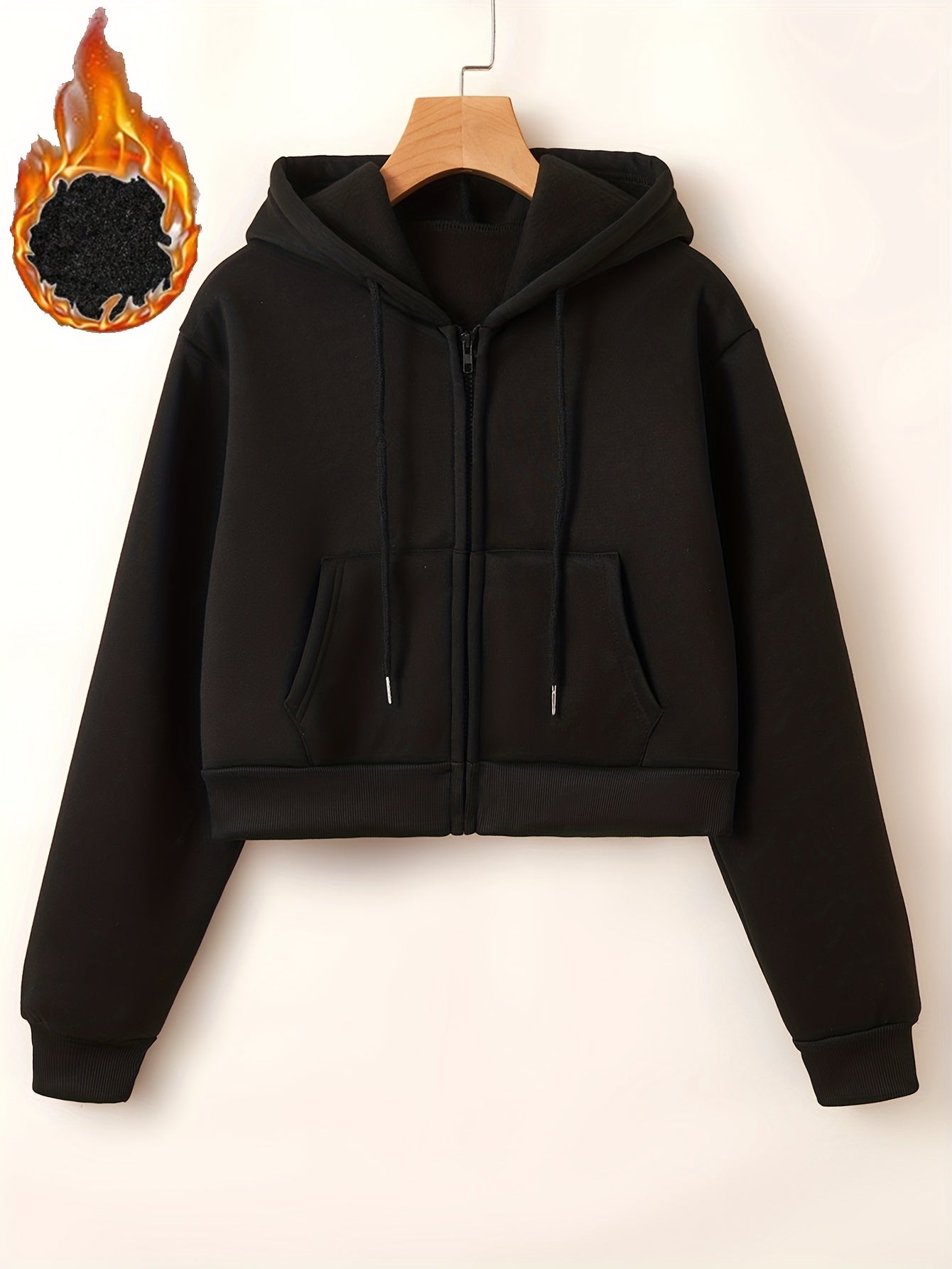 Women's Cropped Hoodie Sweatshirt With Pockets