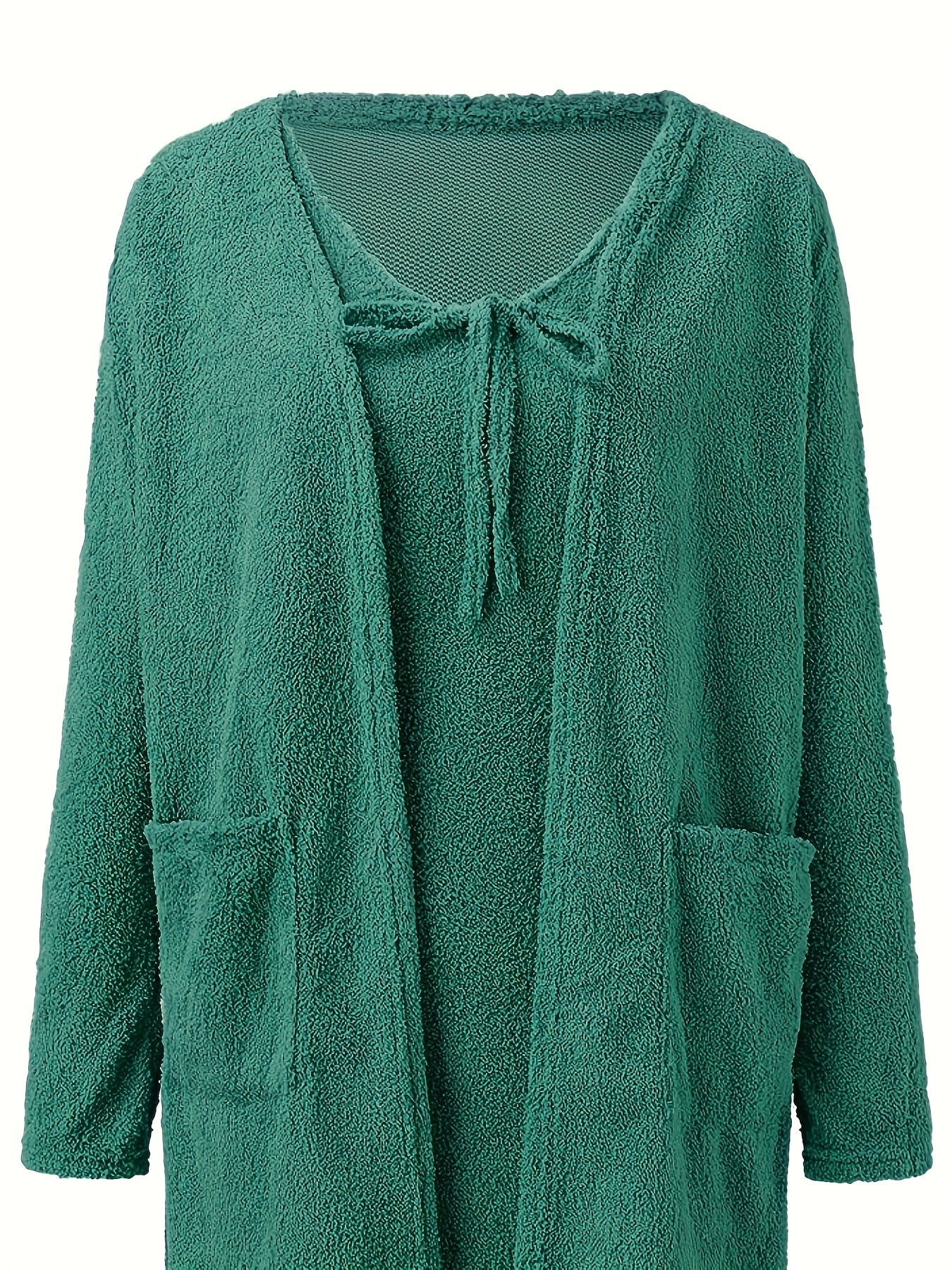 Solid Fleece Cardigan & Cami Dress Set