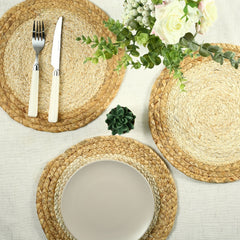 4pc Wheat Straw Placemats & Coasters Set Water Gourd Corn Decor Home Decor
