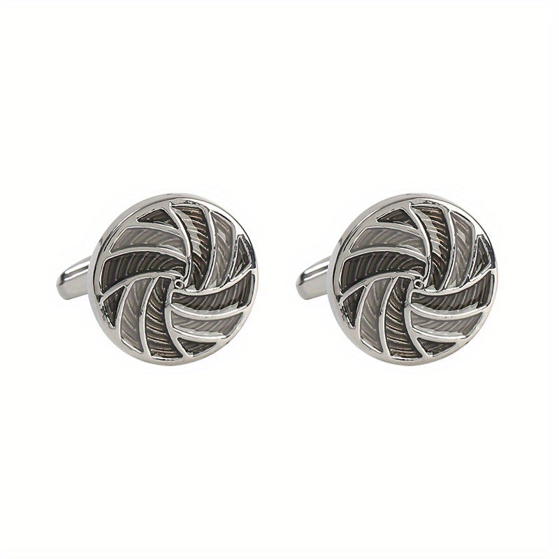 Round Gradient Drip Oil French Cufflinks Men's Shirt Suit Cuff Nails