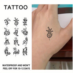 12 Zodiac Signs Temporary Tattoo Stickers Waterproof Body Art Lasts 12 Days
