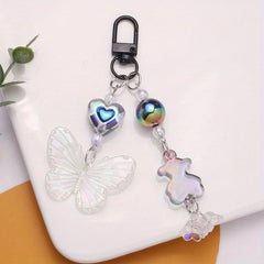 Gradient Acrylic Butterfly Key Chain for Girls