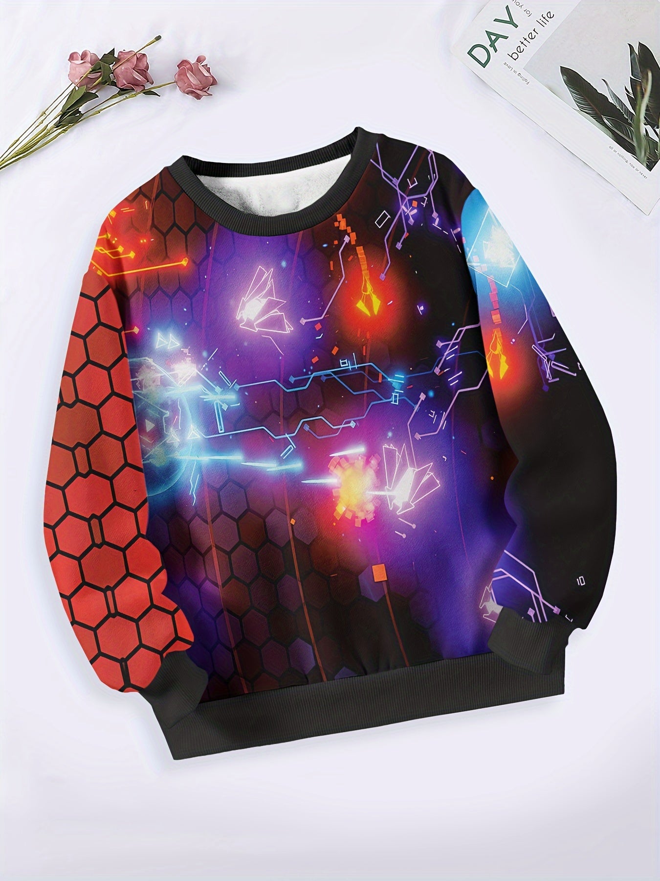 Vibrant City In Night Pattern Sweatshirt