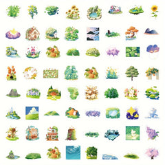 60pcs Scene Scenery Stickers For Phones Guitars Skateboard Decor