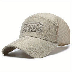 Men's Summer Linen Long Brim Baseball Cap Breathable Sunscreen Peaked Cap