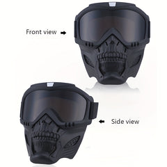Detachable Skull Goggle Mask Protective Glasses Adjustable Face Shield