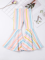 Girls Block Stripe Flare Leg Pants Spring Summer Clothes