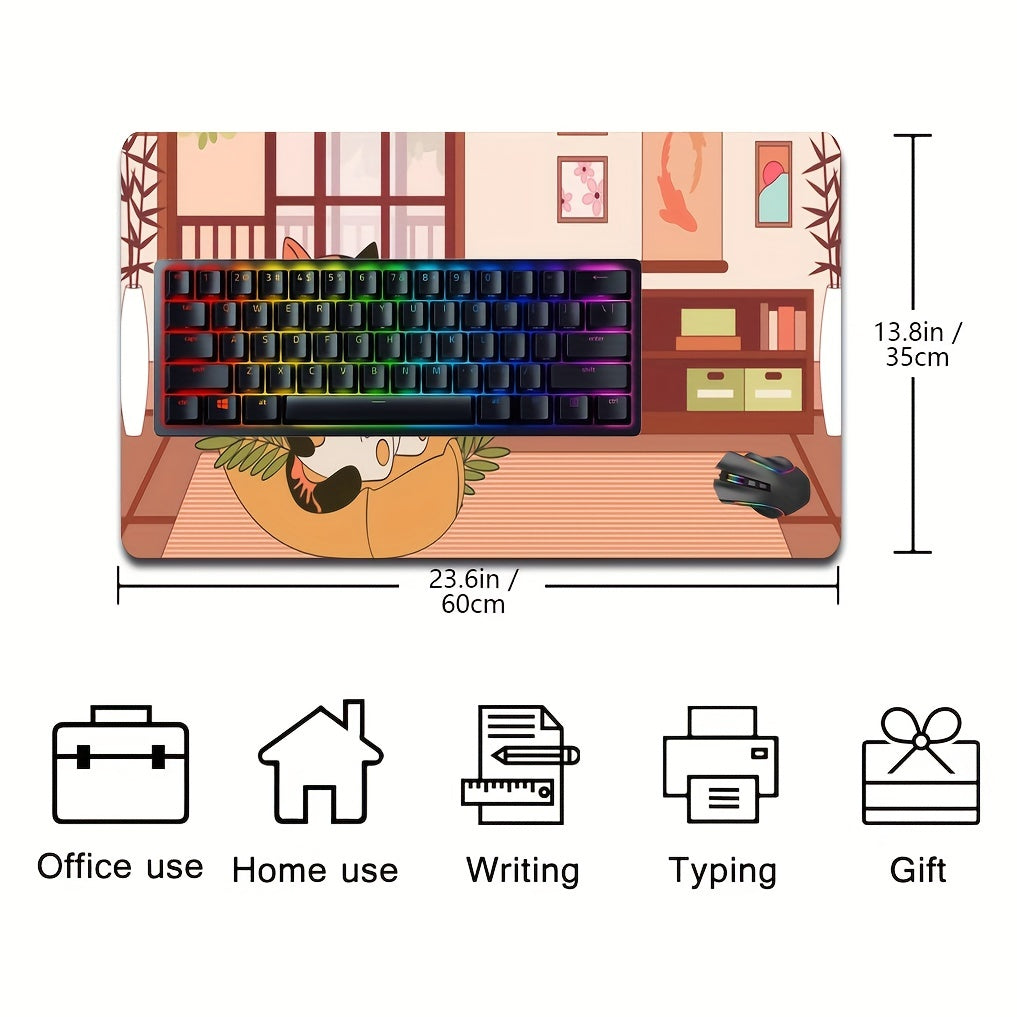 Kawaii Japanese Cat Large Mouse Pad Extended Keyboard Mouse Pad Non Slip Base