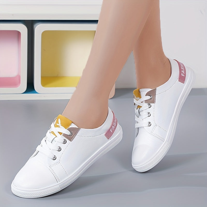 Women's Lace-Up Flat Sneakers Low Top Walking Shoes