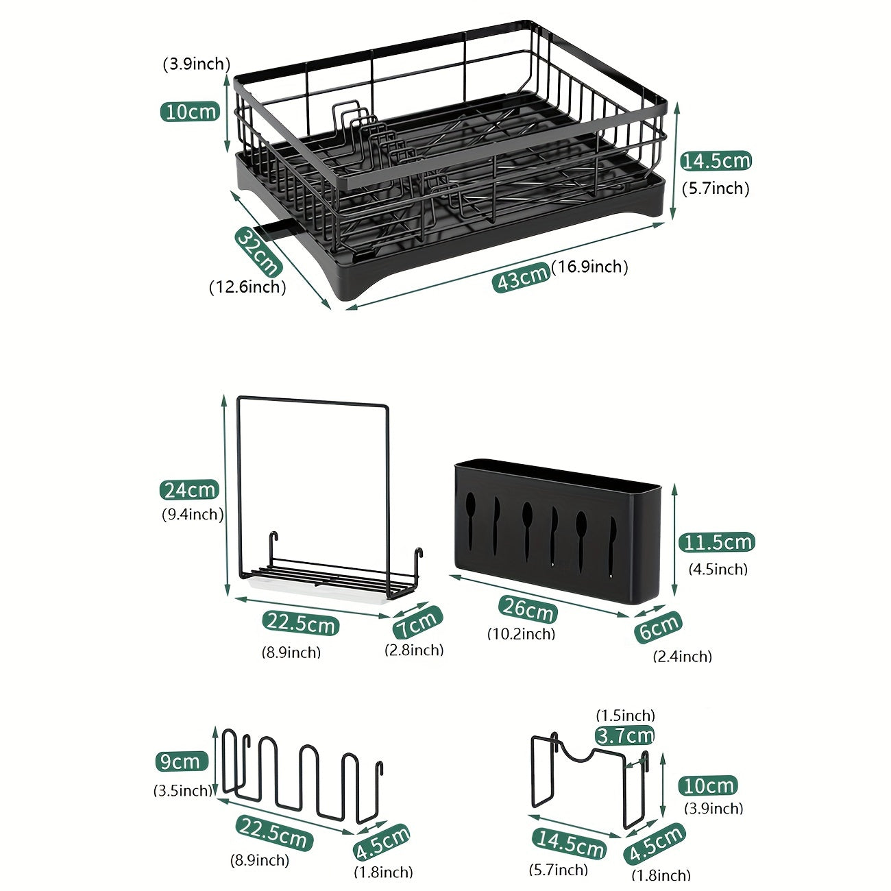 Dish Drying Rack with Utensil Holder and Cup Rack