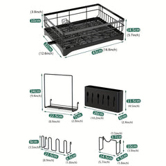 Dish Drying Rack with Utensil Holder and Cup Rack