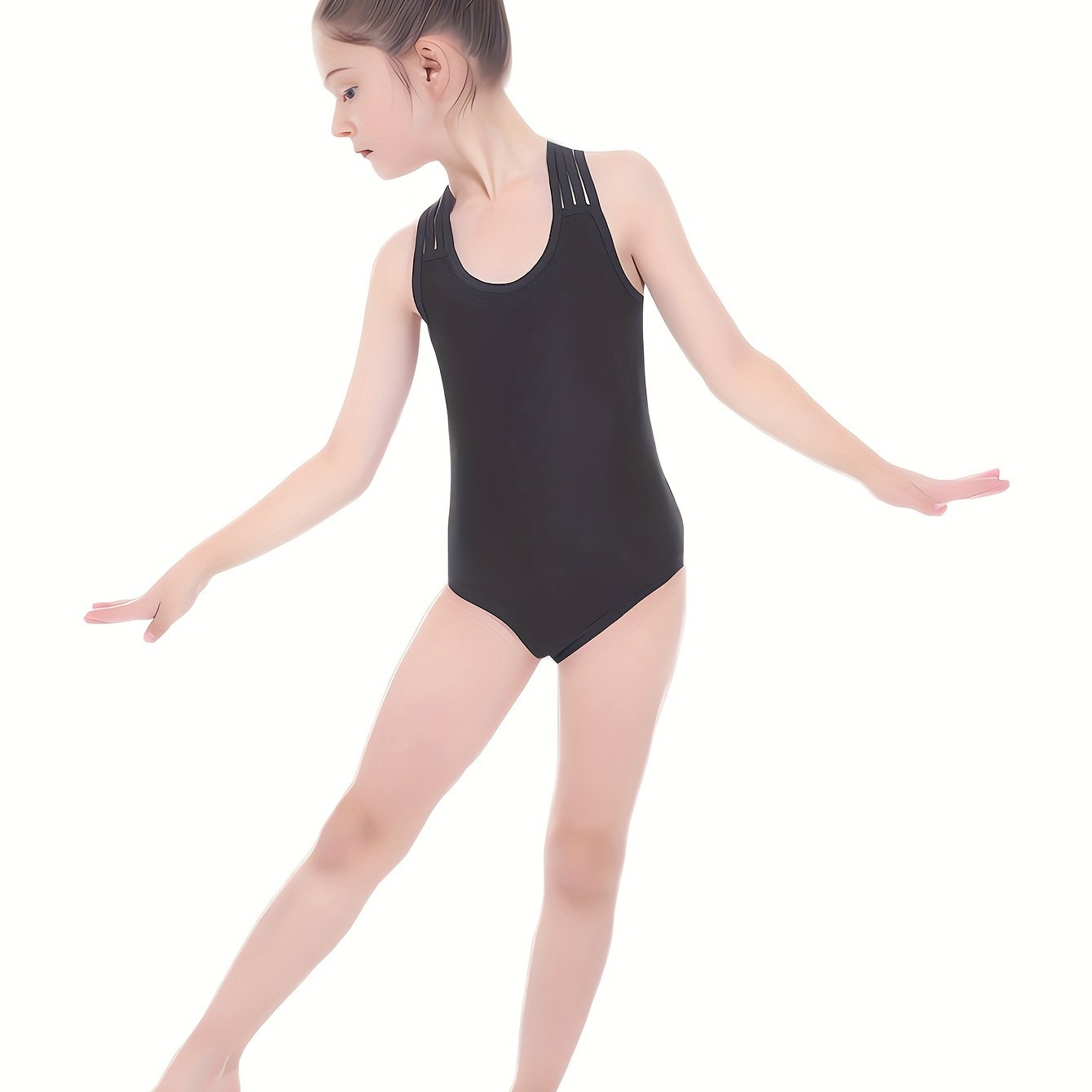 Solid Halter Neck Sleeveless Gymnastics Romper Girls Leotard