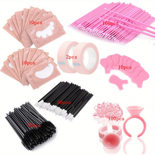 332pcs Eye Makeup Tool Set Eyelash Roll Isolation Eye Patch Tape Cup Cotton S