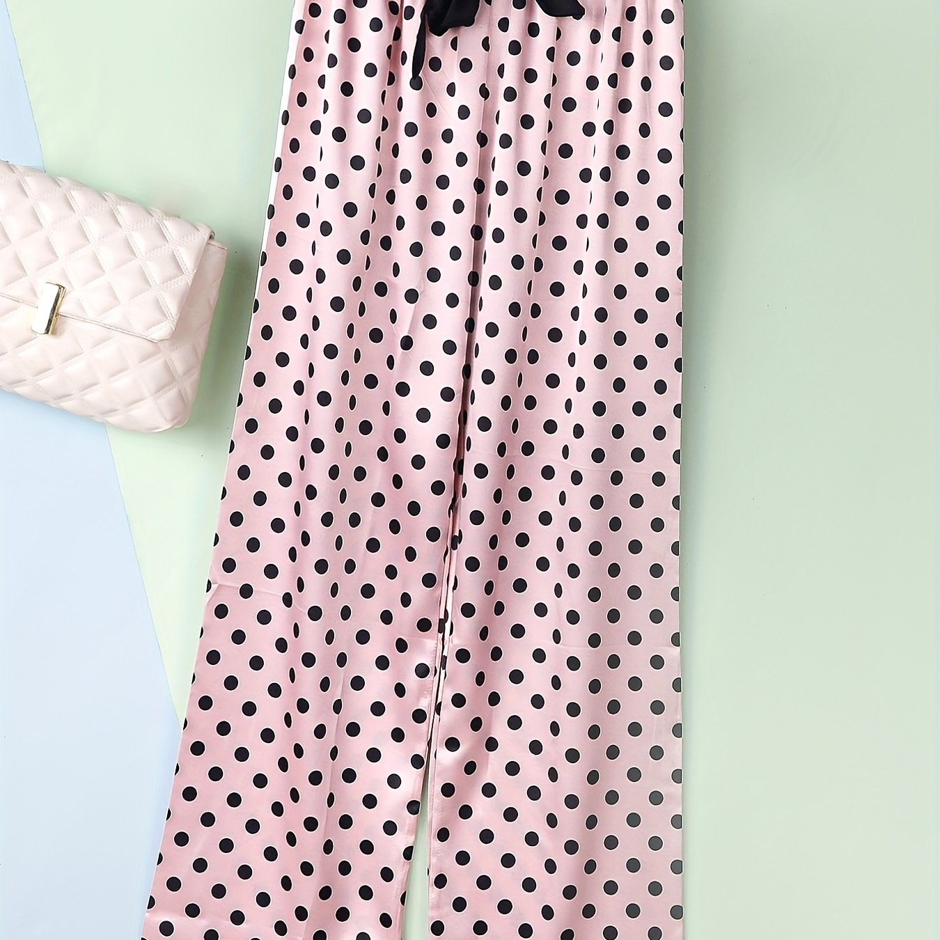 Polka Dot Print Pajamas Pants Elastic Waistband Women's Sleepwear