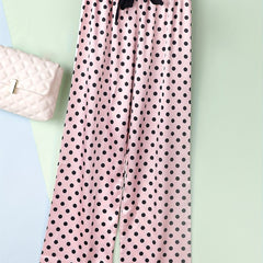 Polka Dot Print Pajamas Pants Elastic Waistband Women's Sleepwear