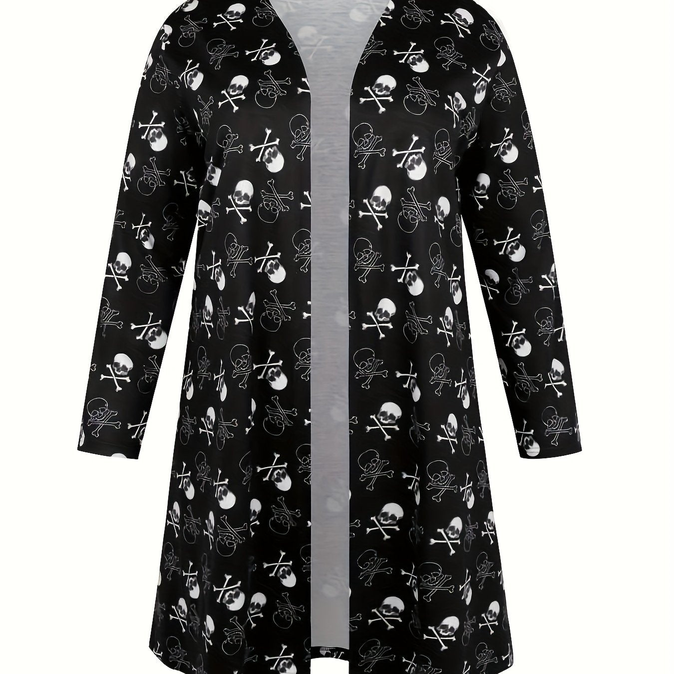 Skull Print Long Sleeve Cardigan
