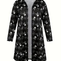 Skull Print Long Sleeve Cardigan