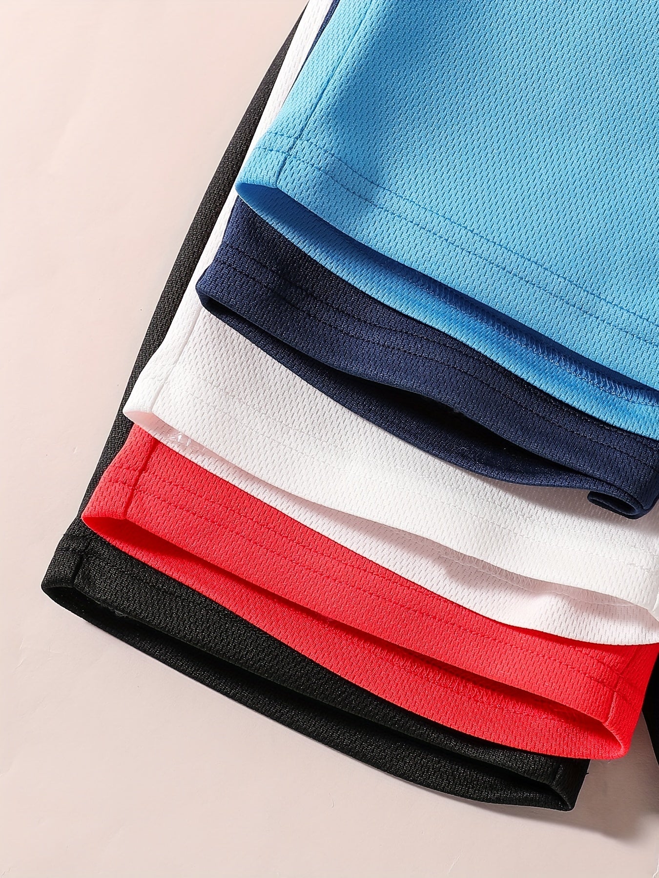 5pcs Boys Stripe Print Quick Dry Shorts for Summer Outdoor