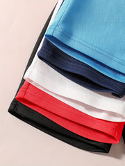 5pcs Boys Stripe Print Quick Dry Shorts for Summer Outdoor
