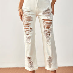 Loose Fit Distressed Non Stretch Denim Pants