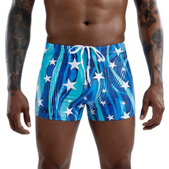 Quick Dry Star Print Board Shorts Men's Swimwear for Summer Beach