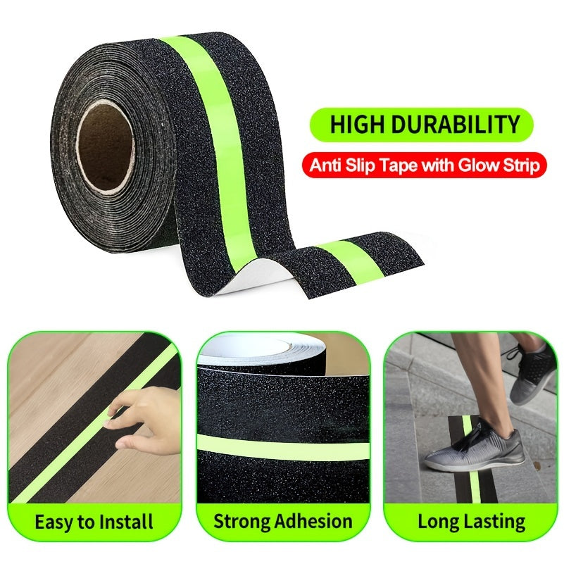 Heavy Duty Anti Slip Tape W/ Glow-In-Dark Stripe for Stairs 35ft