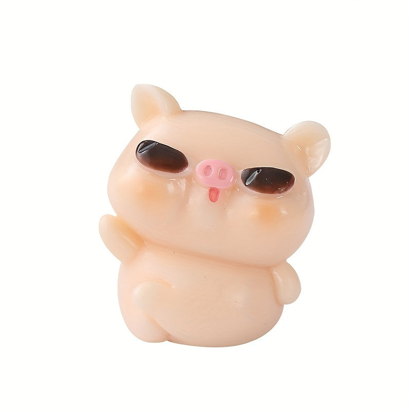 4pcs Resin Pig Ornaments DIY Tree Yard Decoration Holiday Supplies