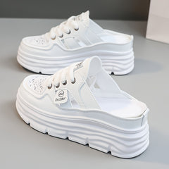 Women's Comfy Stylist Platform Chunky Half Slippers Walking Shoes