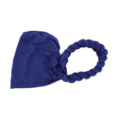 Twisted Braided Turban Cap Sapphire Pre tied Crinkle Head Wrap Elastic