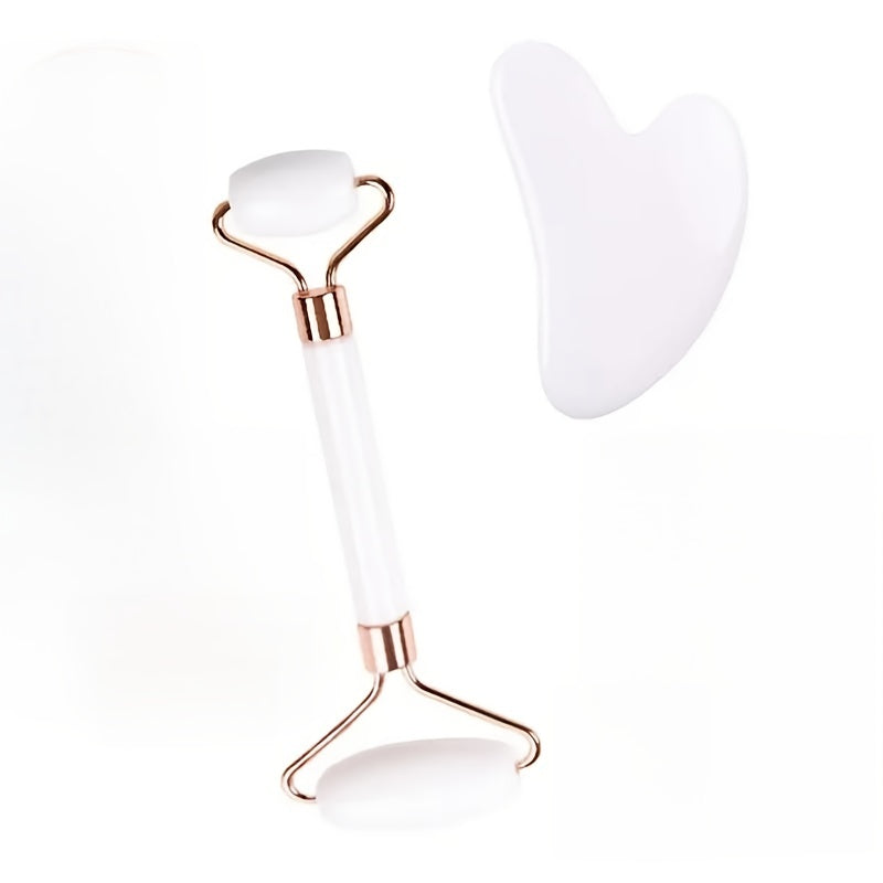 2pcs Faux Jade Double Headed Massage Stick with Facial Massage Board