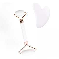 2pcs Faux Jade Double Headed Massage Stick with Facial Massage Board