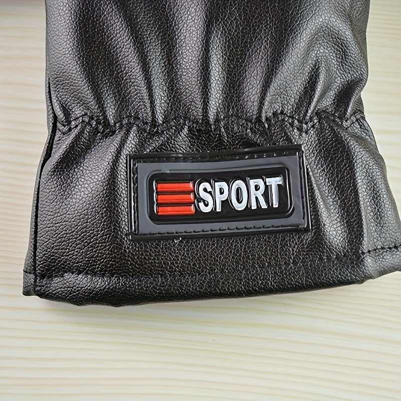 Winter PU Leather Touch Screen Gloves for Motorcycle Riding