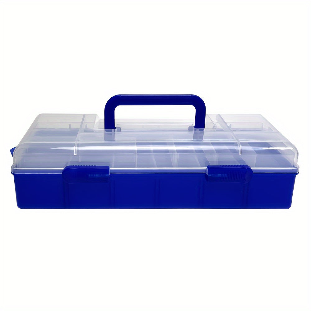 Double Layer Tool Storage Box with Grids & Handles