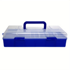Double Layer Tool Storage Box with Grids & Handles