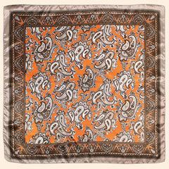 Classic Paisley Print Square Scarf Silk Bandana Vintage Satin Shawl