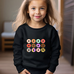 Girls Donuts Print Crew Neck Sweatshirt