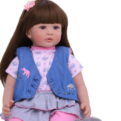 22" 55 Cm Reborn Doll Soft Vinyl Silicone Lifelike Doll Eyes