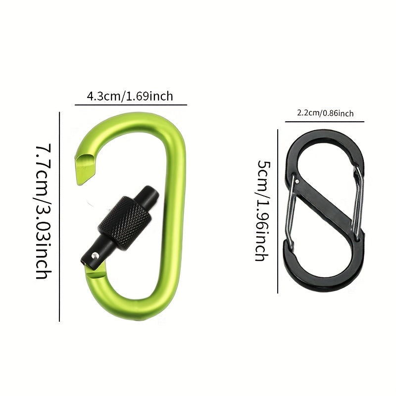 11pcs Aluminum D-ring Carabiner Clip Keychain Buckle