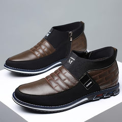 Men's Plaid Slip On Ankle Boots Smart Casual Outdoor Walking Shoes