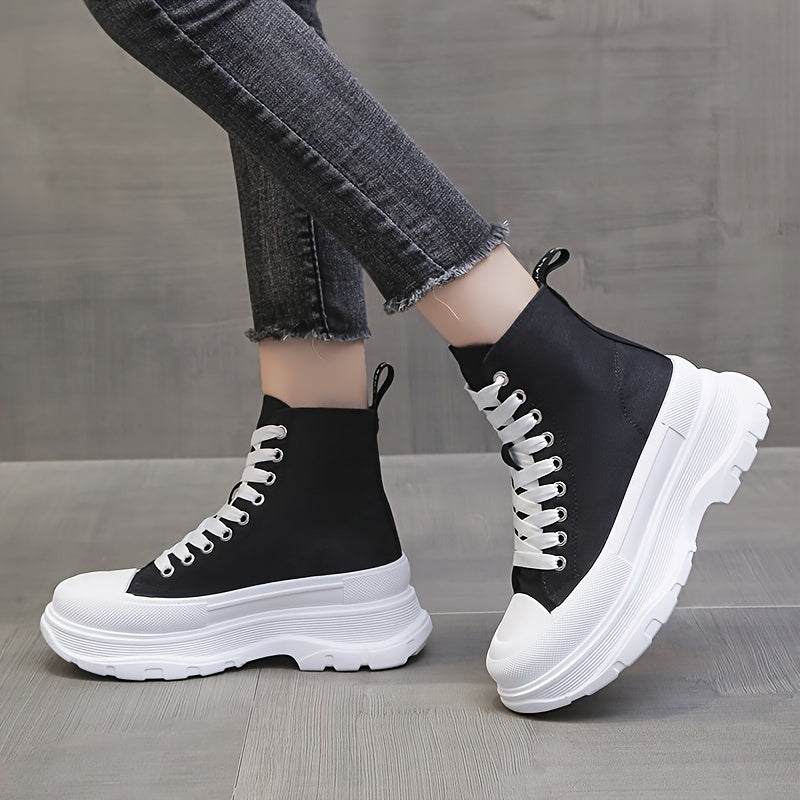 Chunky Colorblock Lace Up Sneakers High Top Women's Shoe