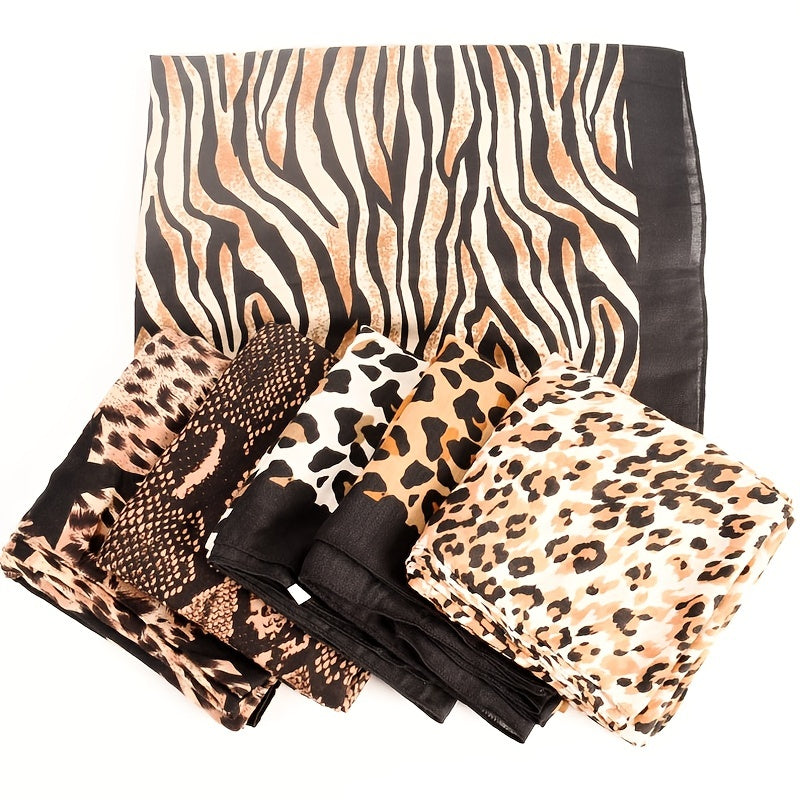 Leopard Print Scarf Autumn Winter Shawl Headband Bandana Turban