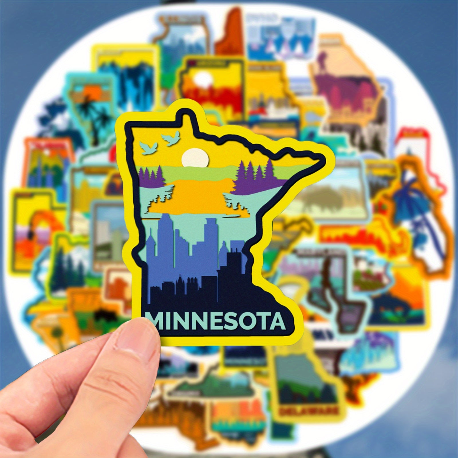 50pcs USA Map Stickers Waterproof for Laptop Water Bottle Phone Skateboard