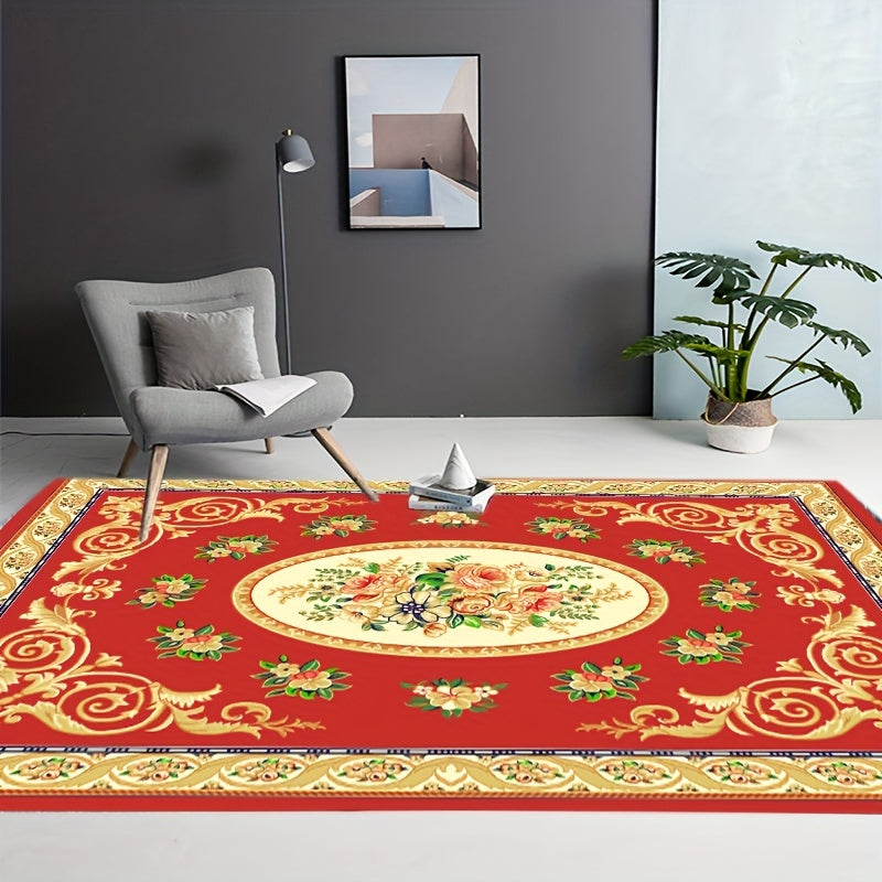 Red American Classic Area Rug Soft Carpet for Living R