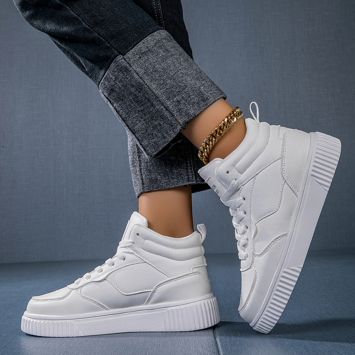 Women's Solid Medium Tube Sneakers Lightweight Sport Skate Shoes